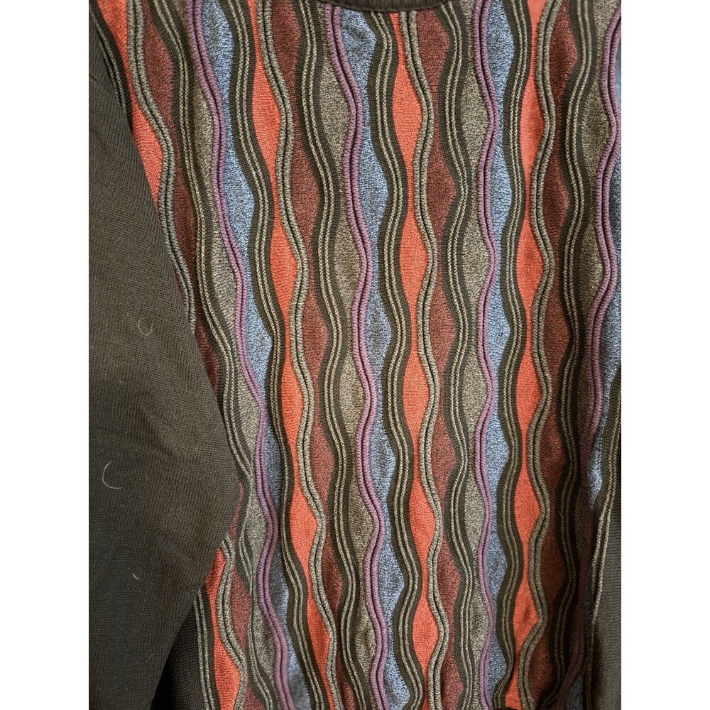 Vintage Coogi Style Sweater Mens XL Textured Knit Striped Canada Norm Thompson - Picture 5 of 10